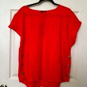 Red orange colored Jones short sleeve linen top size L